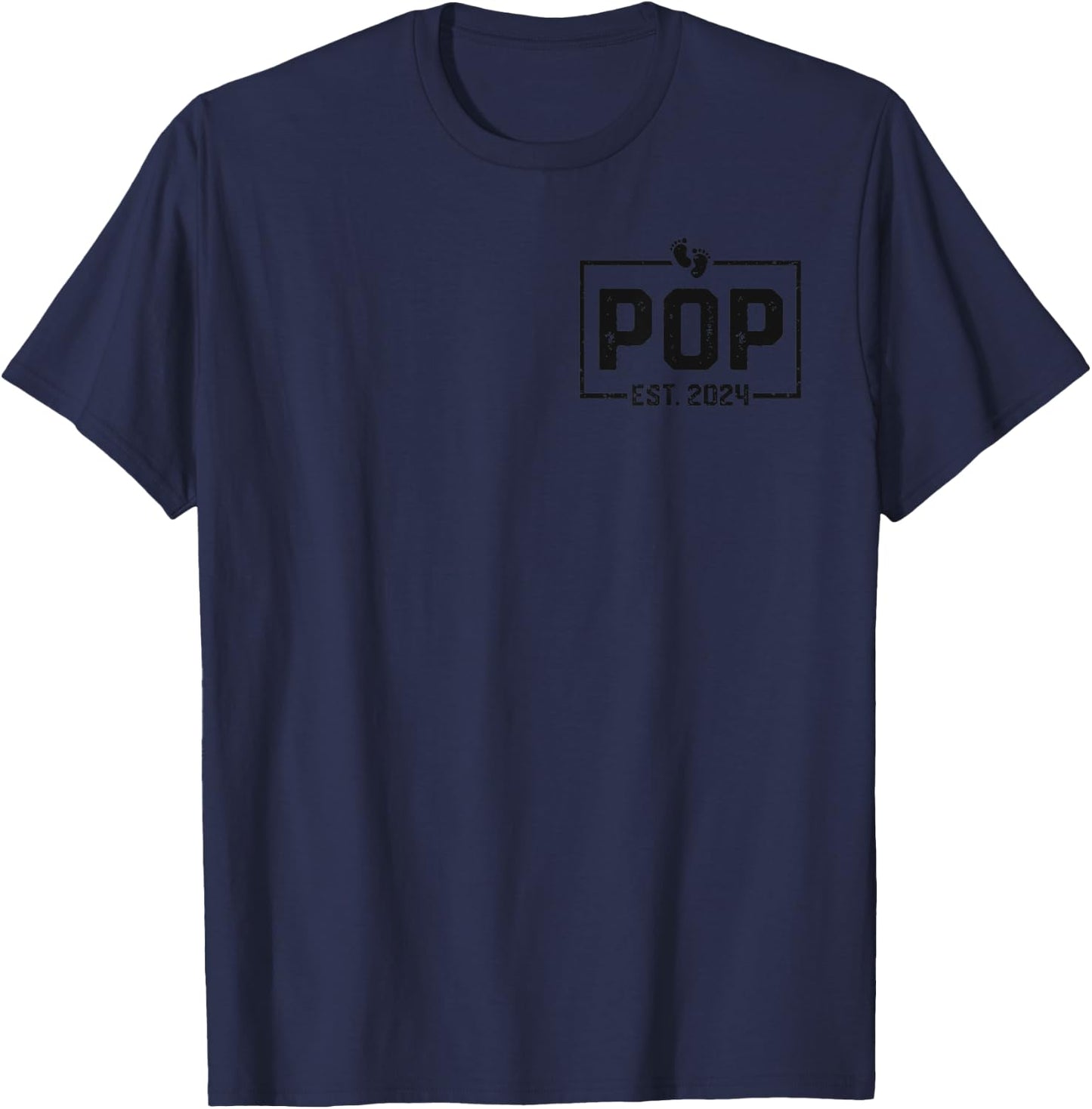 Pop Est. 2024 Pop 2024 Logo New Dad Fathers Day T-Shirt - T-Shirt | Navy