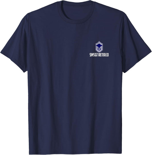 Retired E-8 Senior Master Sergeant SMSgt Rank Airman Logo T-Shirt - T-Shirt | Navy