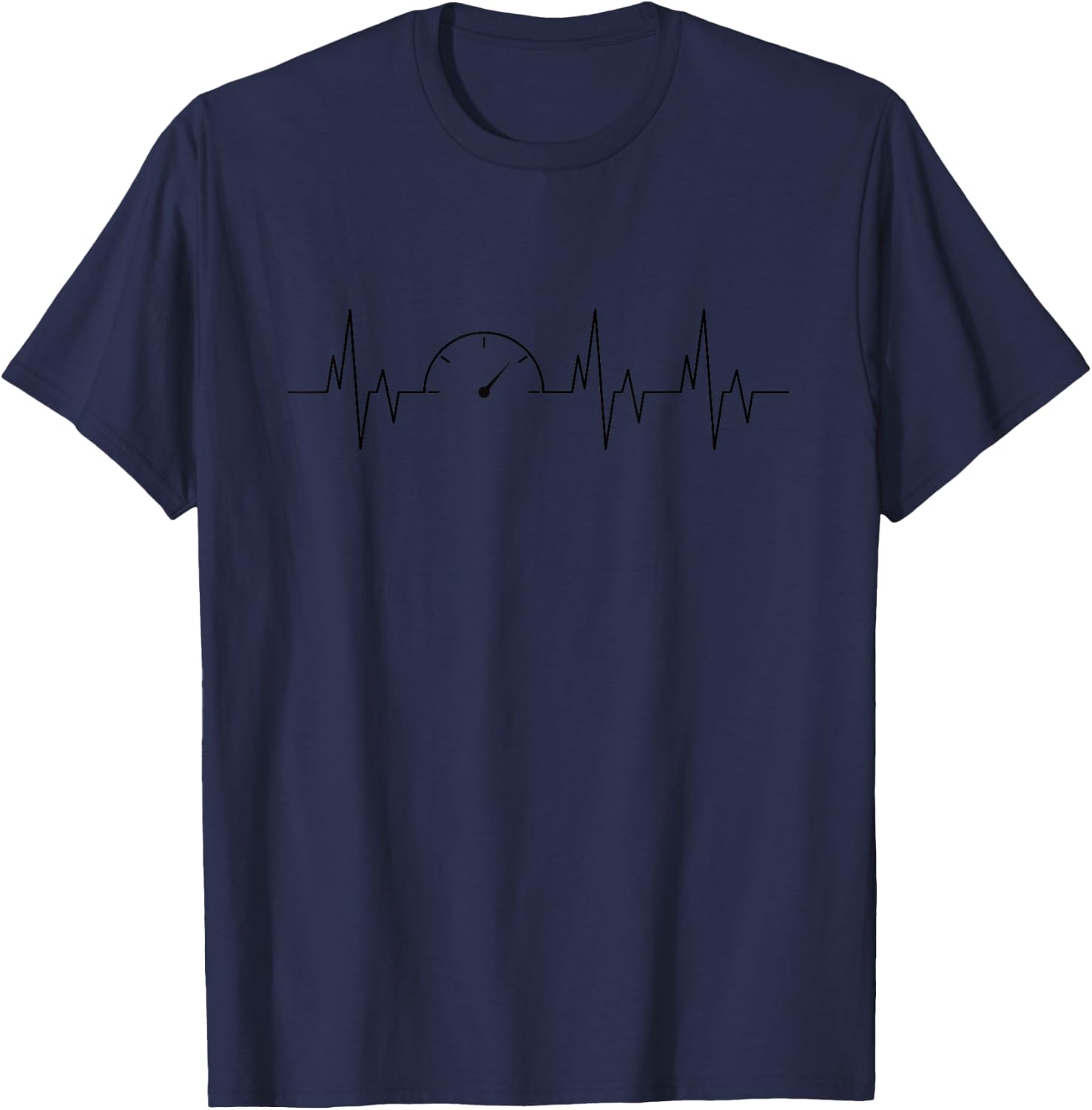 Funny Car Speedometer Auto Mechanic Guys Heartbeat Gift T-Shirt - T-Shirt | Navy