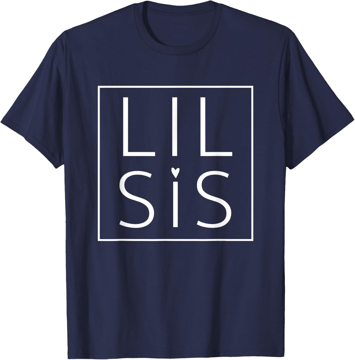 Lil Sis Cute Heart Adult Little Sister Matching T-Shirt - T-Shirt | Navy