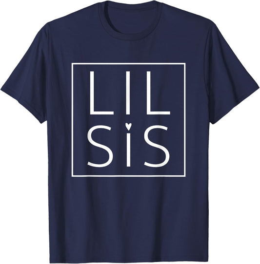 Lil Sis Cute Heart Adult Little Sister Matching T-Shirt - T-Shirt | Navy