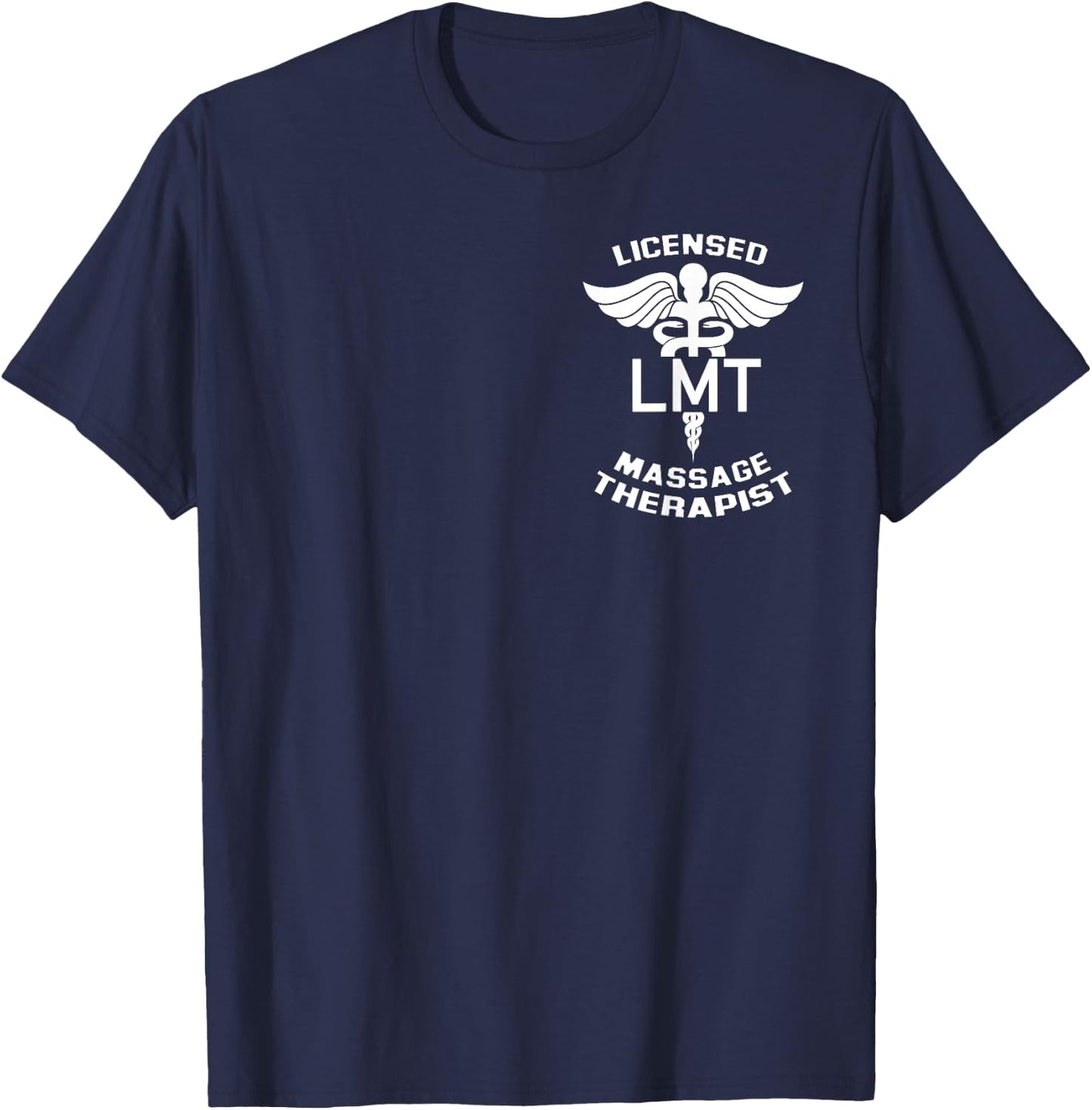Licensed Massage Therapist Caduceus Symbol LMT Logo Graphic T-Shirt - T-Shirt | Navy