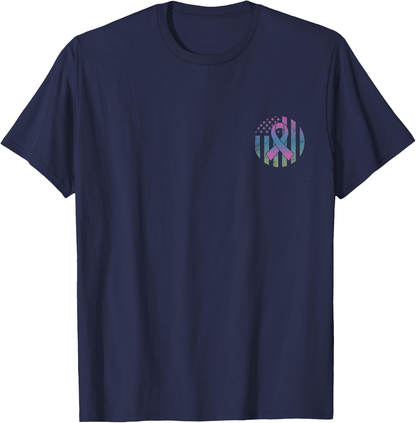 Distressed American Flag Pocket Metastatic Breast Cancer Awa Men T-Shirt - T-Shirt | Navy
