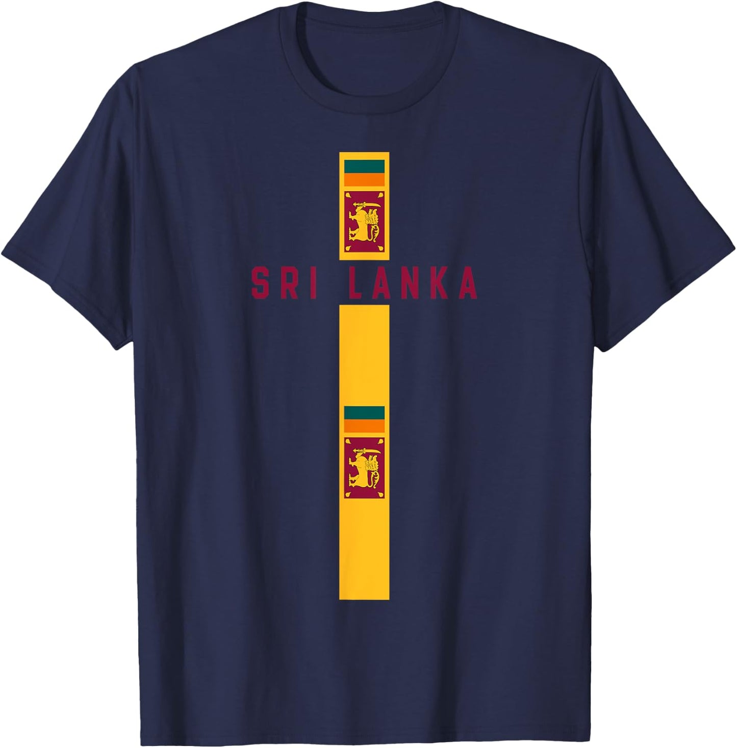 Vertical Sri Lanka Flag, text “SRI LANKA” in capital letters T-Shirt - T-Shirt | Navy