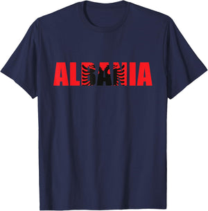 Albania Flag Design Albanian Heritage Double Headed Eagle T-Shirt - T-Shirt | Navy