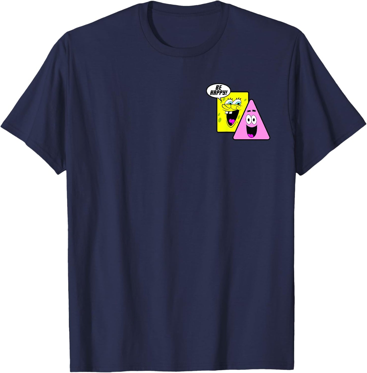 SpongeBob SquarePants Be Happy! BFFs Shapes Pocket Logo T-Shirt - T-Shirt | Navy
