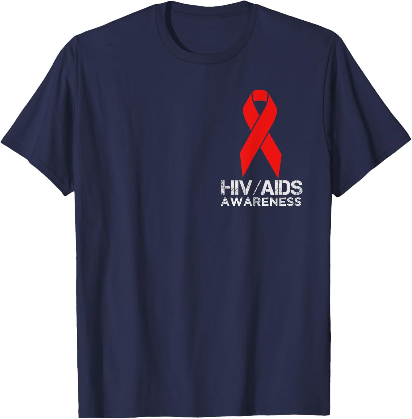 HIV AIDS Awareness Red Ribbon T-Shirt - T-Shirt | Navy