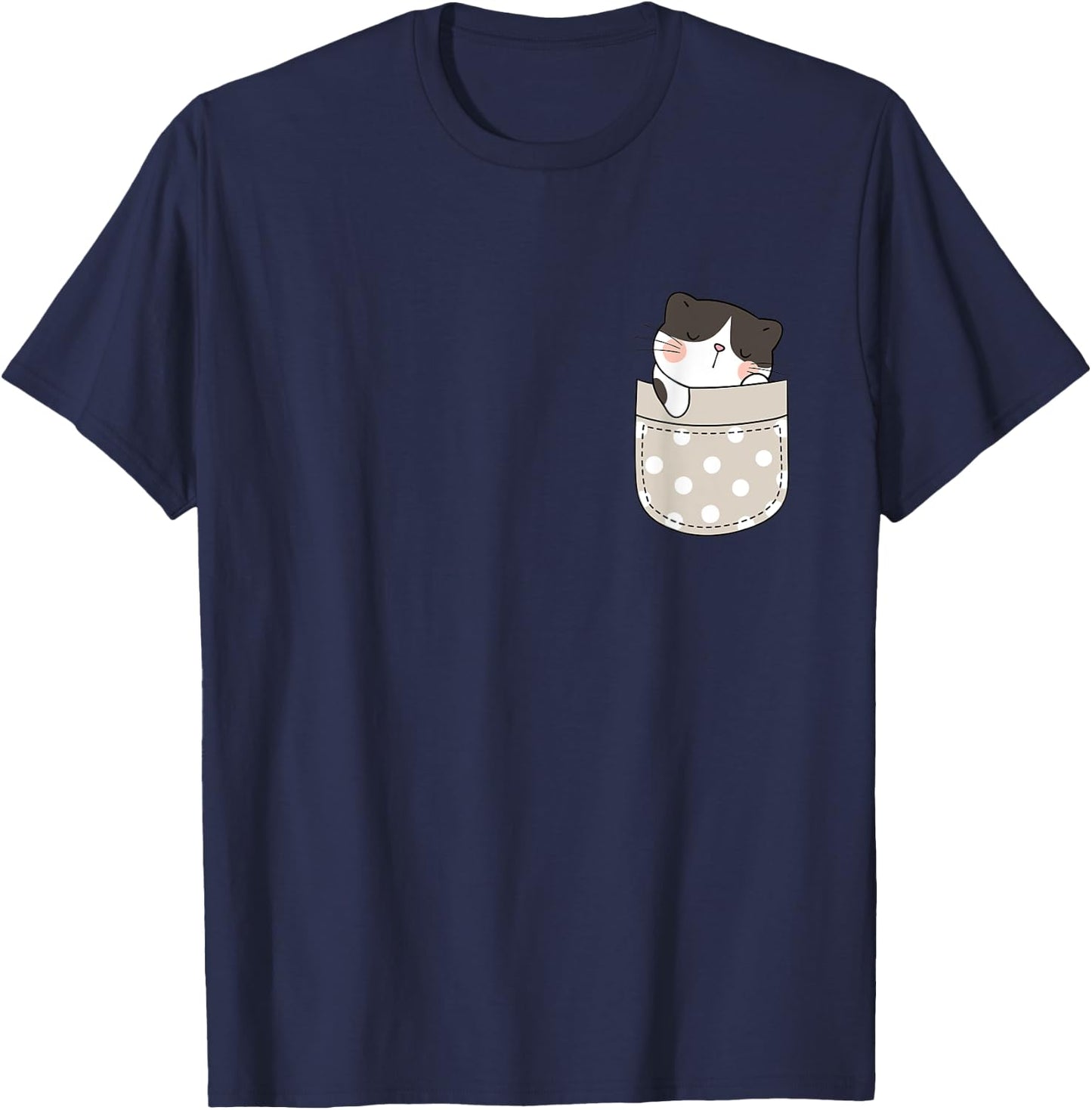 Kitty Cat In The Pocket Cute Pocket Kitten Women Kids T-Shirt - T-Shirt | Navy