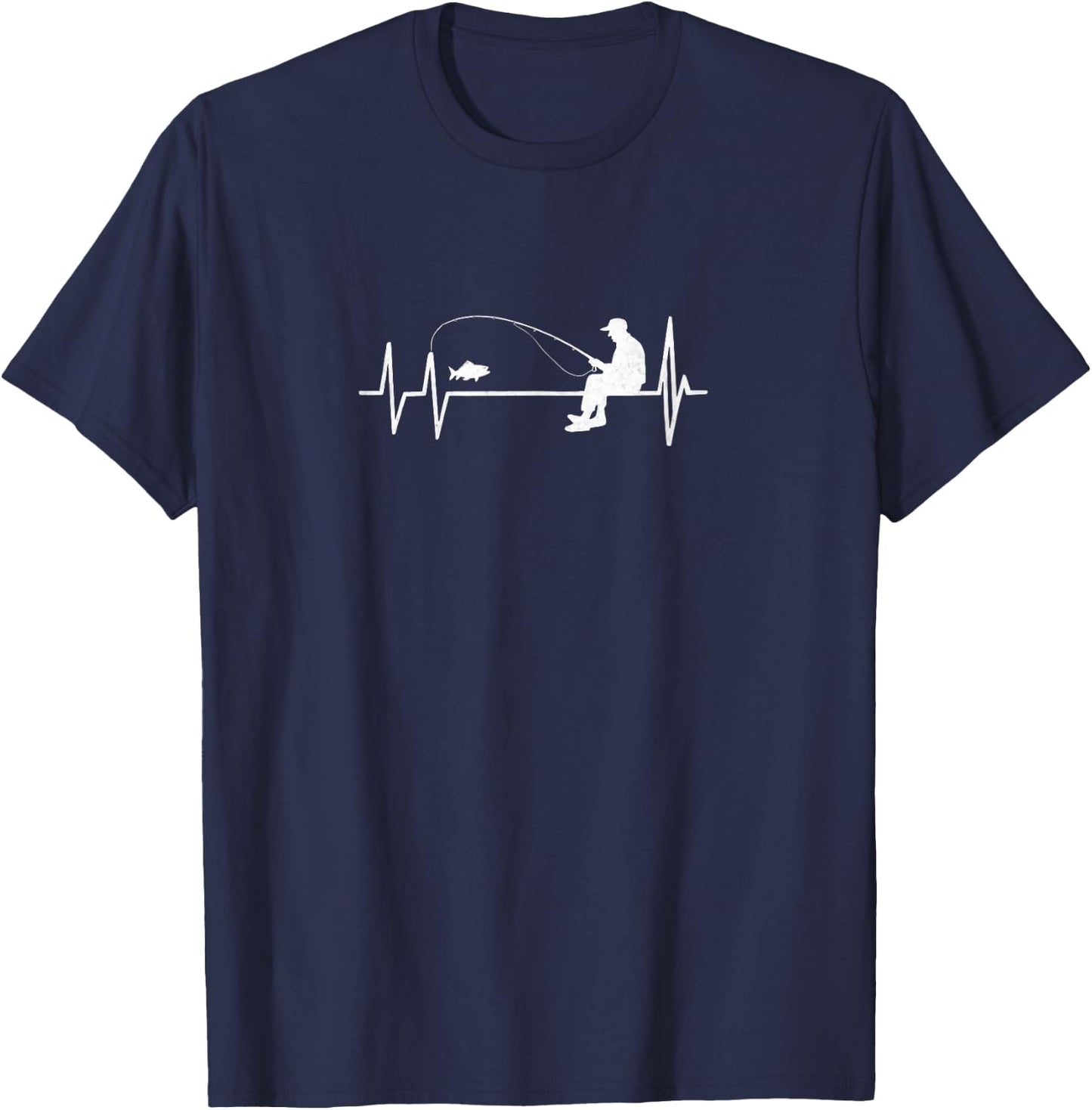 Fly Fishing Heartbeat Fish EKG Trout Fishing T-Shirt - T-Shirt | Navy