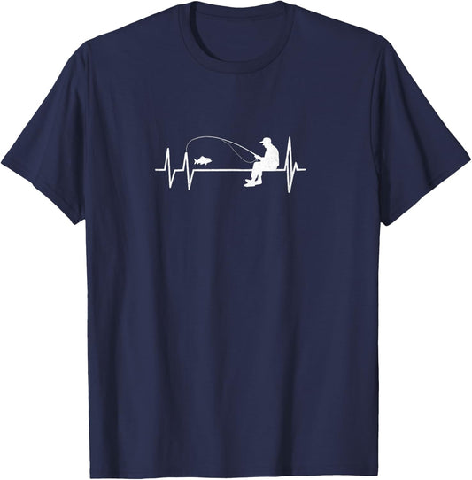 Fly Fishing Heartbeat Fish EKG Trout Fishing T-Shirt - T-Shirt | Navy