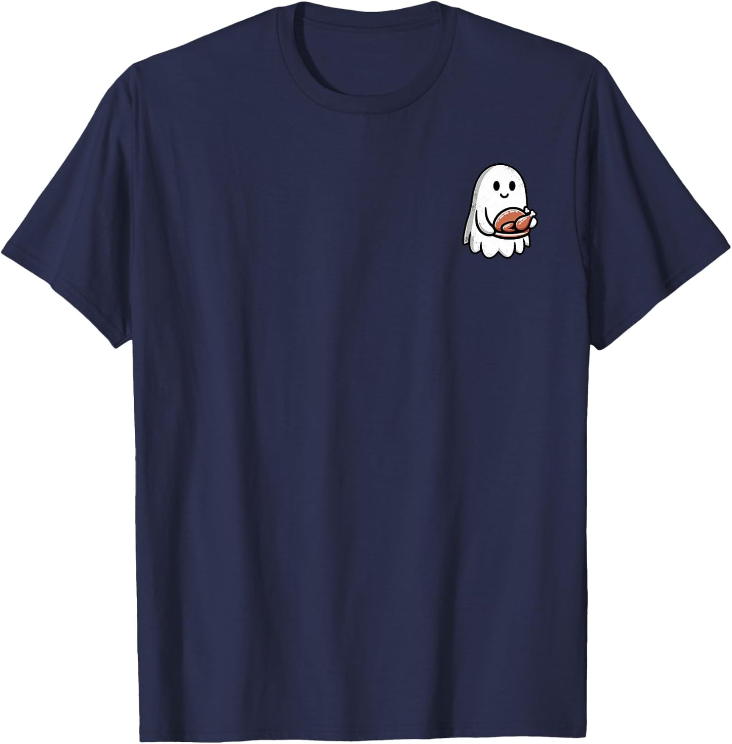 Thanksgiving Ghost Turkey Pocket Cute My Boo Halloween T-Shirt - T-Shirt | Navy