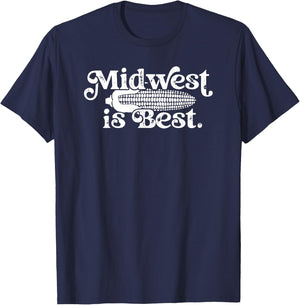 Midwest is Best with Corn Cob and Husk T-Shirt - T-Shirt | Navy