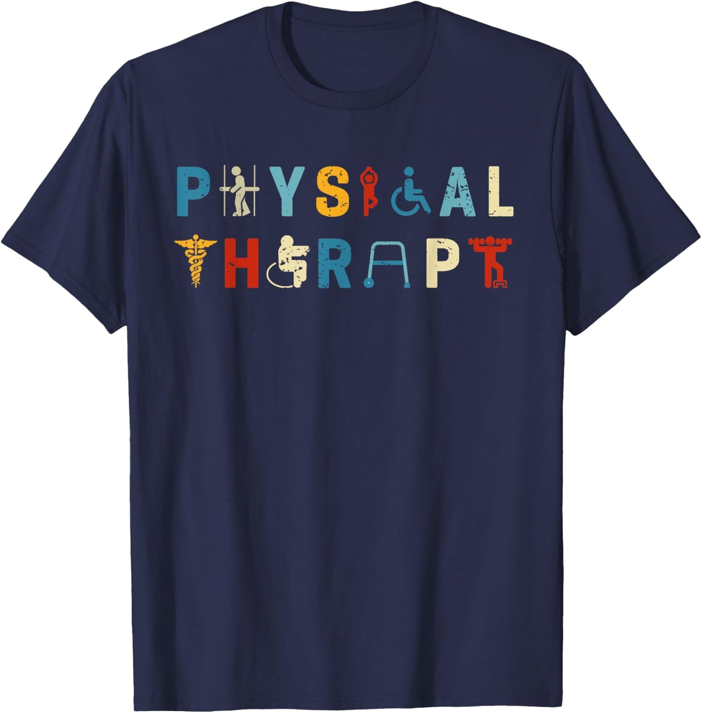 Vintage Physical Therapist, Retro Physical Therapy PT Doctor T-Shirt - T-Shirt | Navy