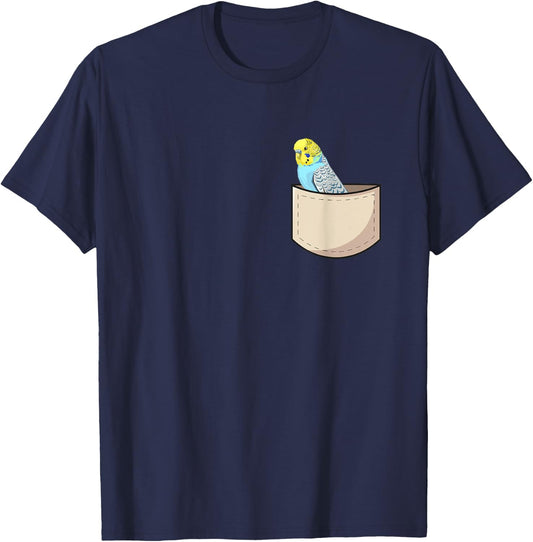 Budgie In Pocket Budgerigar Parakeet Parrot T-Shirt - T-Shirt | Navy
