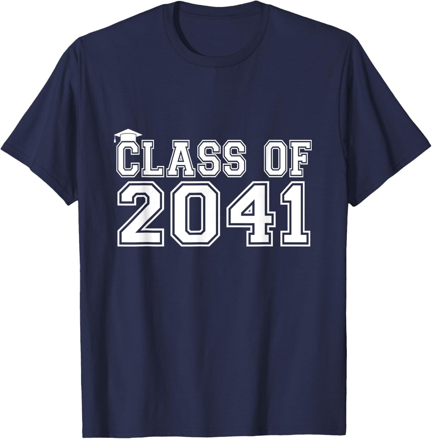 Class Of 2041 Grow With Me Graduation First Day of School T-Shirt - T-Shirt | Navy