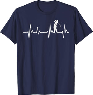 Golf Heartbeat Love Golfing Golfer Player Dad Men Women Kid T-Shirt - T-Shirt | Navy