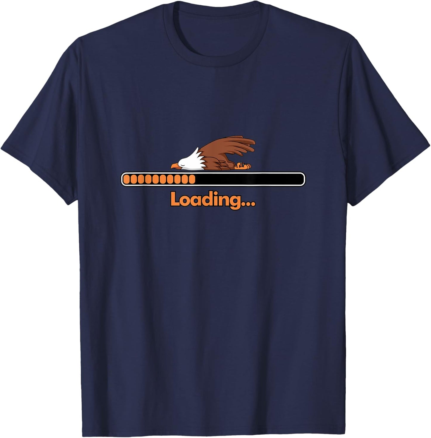 Sleep Loading Sleeping Lazy Nap Gamer American Bald Eagle T-Shirt - T-Shirt | Navy