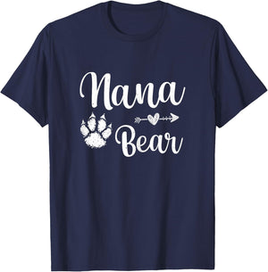 Cute Nana Bear Happy Mothers Day Nana Bear Paw Print Women T-Shirt - T-Shirt | Navy
