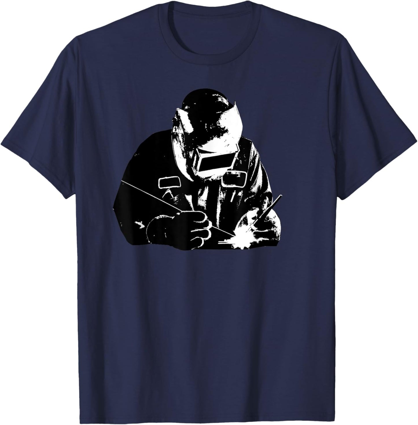 Welder Silhouette Shirt | Cute Shadow Craftsman Gift T-Shirt - T-Shirt | Navy