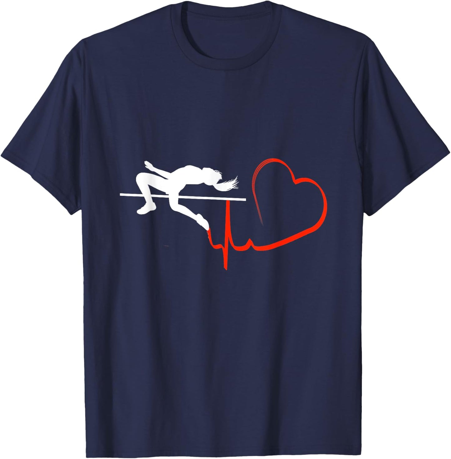 High Jump Girl Heartbeat Funny Track & Field Athletics T-Shirt - T-Shirt | Navy