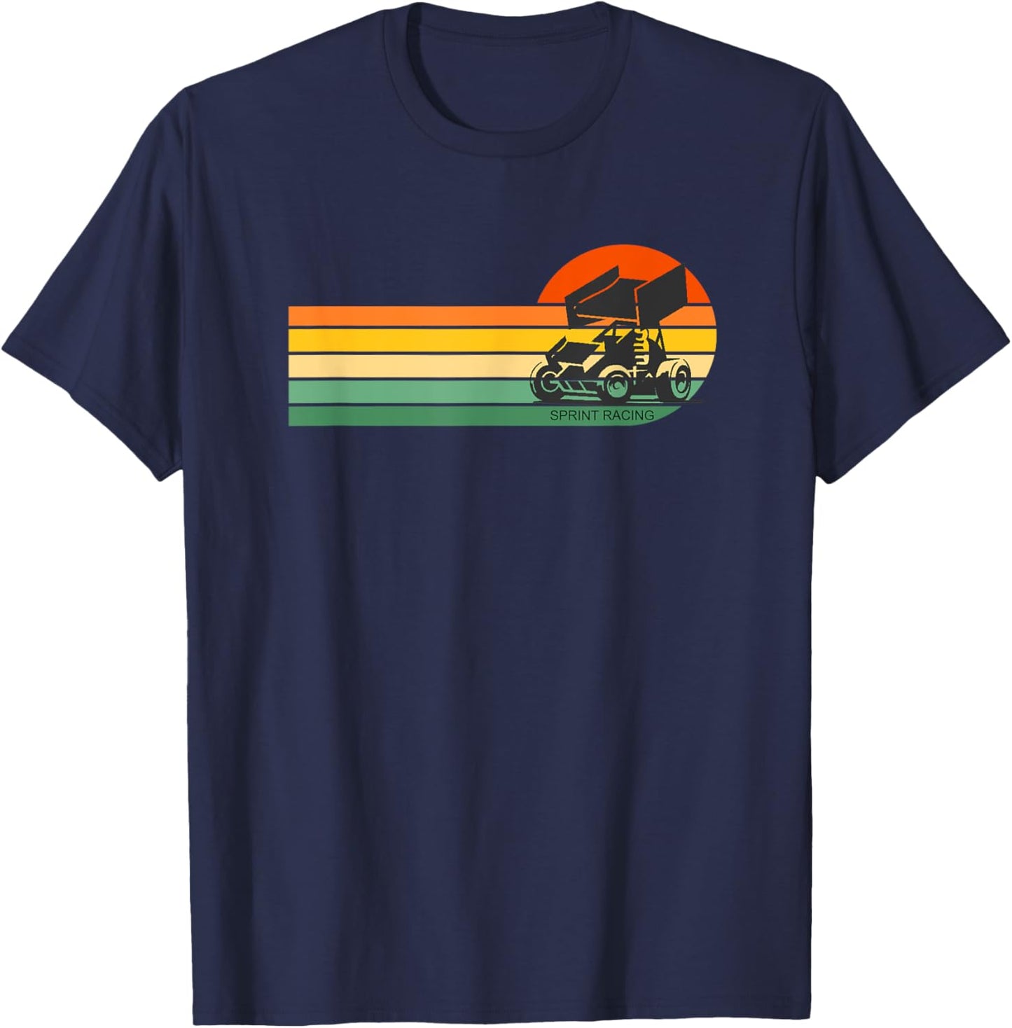 Retro Sprint Car Dirt Track Racing Racetrack T-Shirt - T-Shirt | Navy