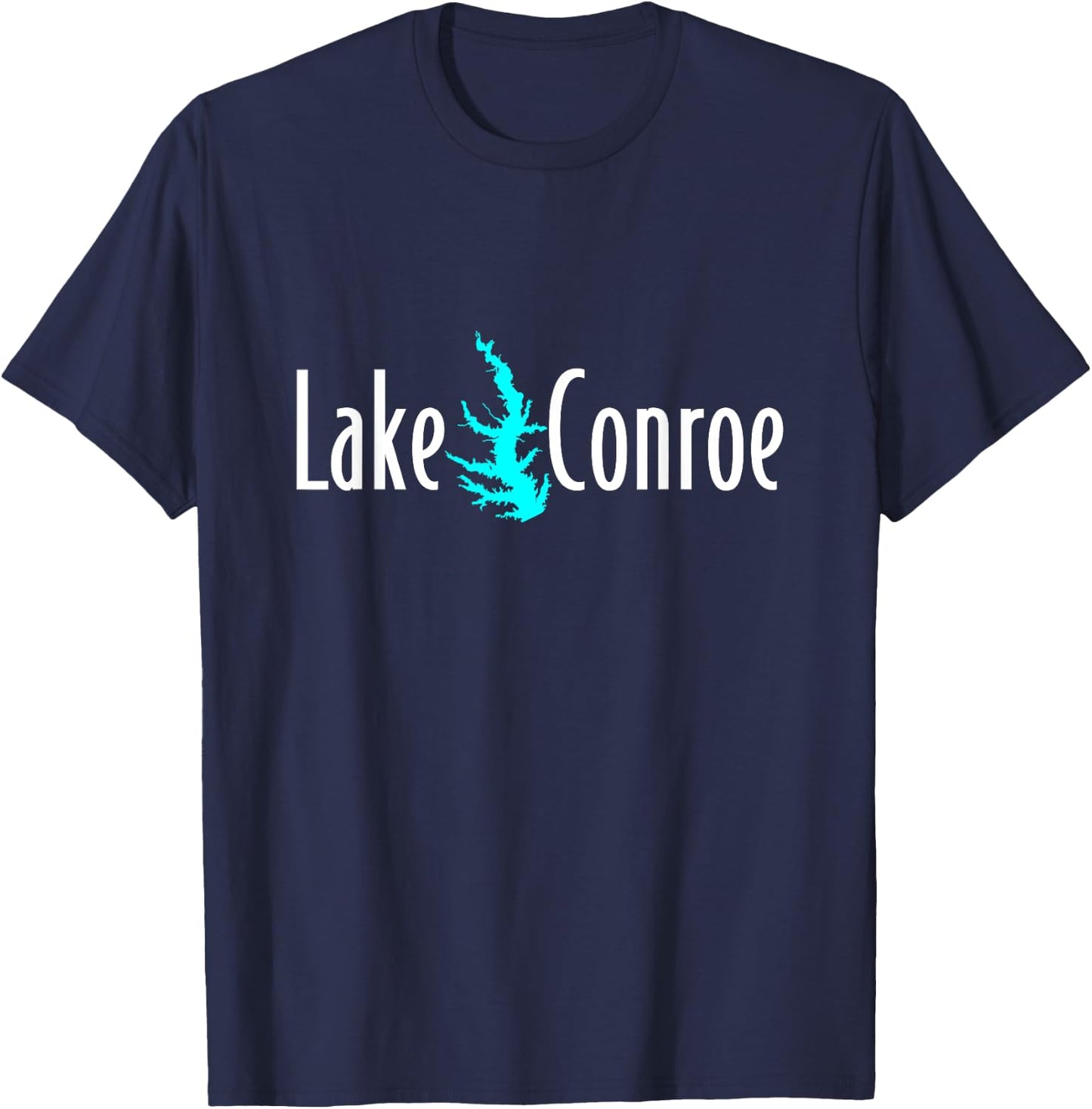 Minimalist Lake Conroe - Texas T-Shirt - T-Shirt | Navy