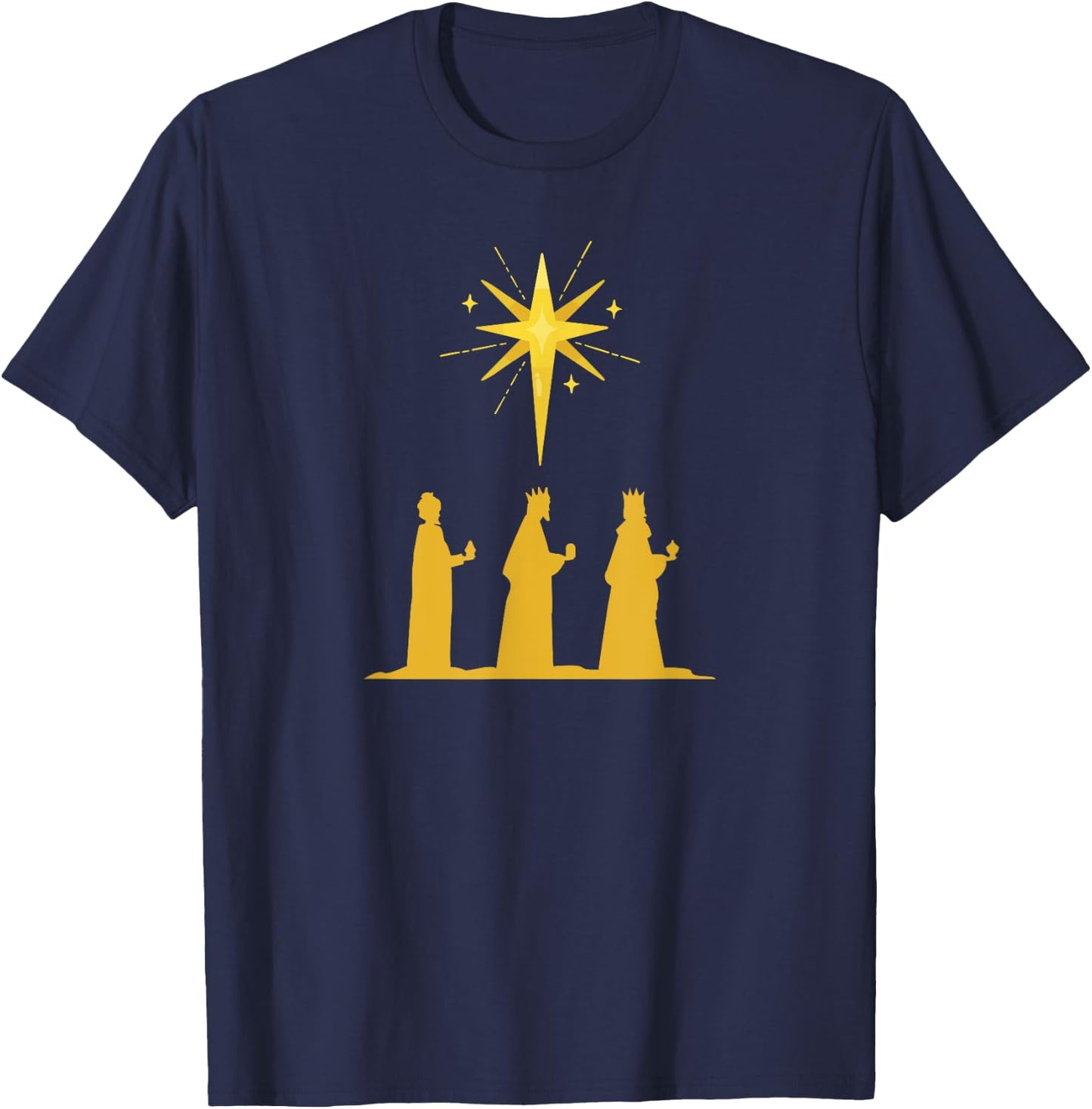Three Kings Nativity Scene with Bethlehem Star Christian T-Shirt - T-Shirt | Navy