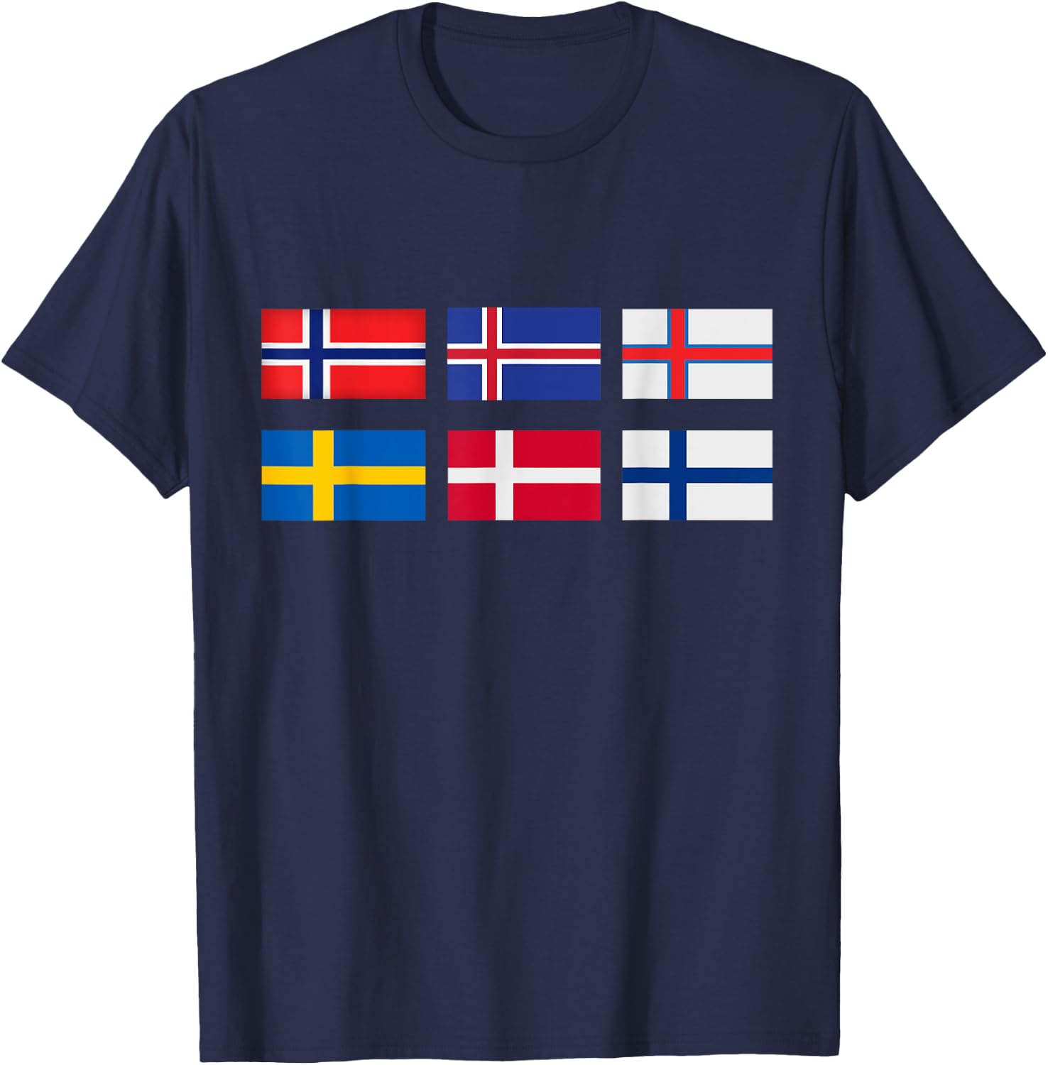 Scandinavia flag, the Nordic country's flag, Northern Europe T-Shirt - T-Shirt | Navy