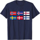 Scandinavia flag, the Nordic country's flag, Northern Europe T-Shirt - T-Shirt | Navy