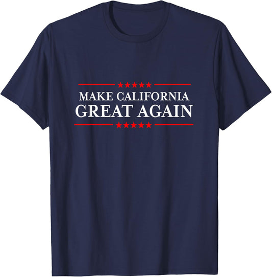 Trump 2020 Shirts Ltd - Make California Great Again - I Hate Liberals - Adult Conservative Fun Blue Short Sleeve Classic Fit - Small T-Shirt - T-Shirt | Navy