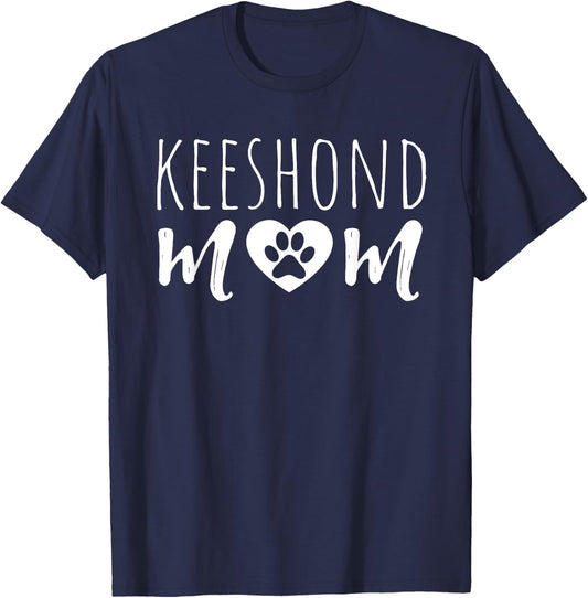 Keeshond Mom Dog Mother Keeshond Owner Keeshond Mama Sister Women Kids T-Shirt - T-Shirt | Navy