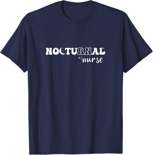 Nocturnal RN Night Shift Nurse T-Shirt - T-Shirt | Navy
