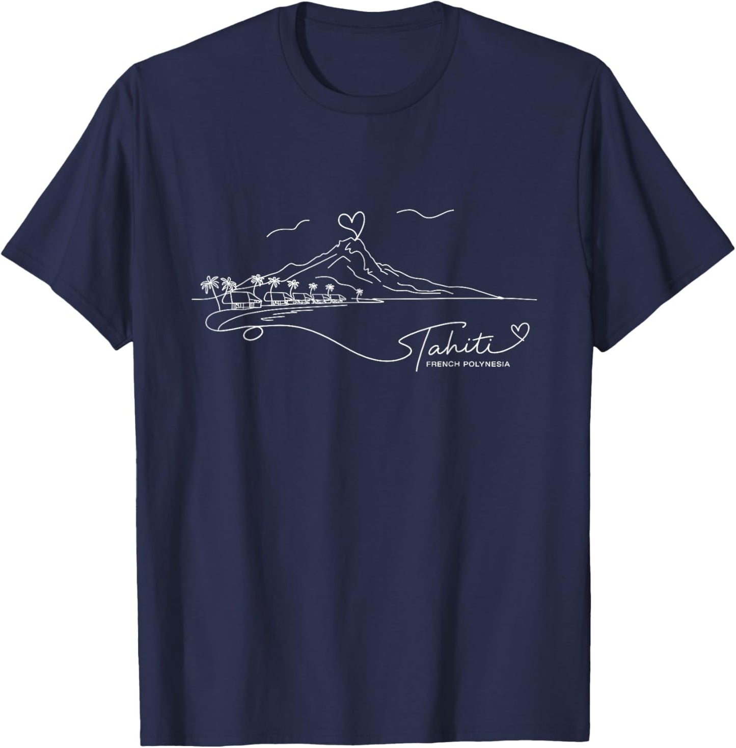 Tahiti French Polynesia Signature Heart Art Souvenir T-Shirt - T-Shirt | Navy