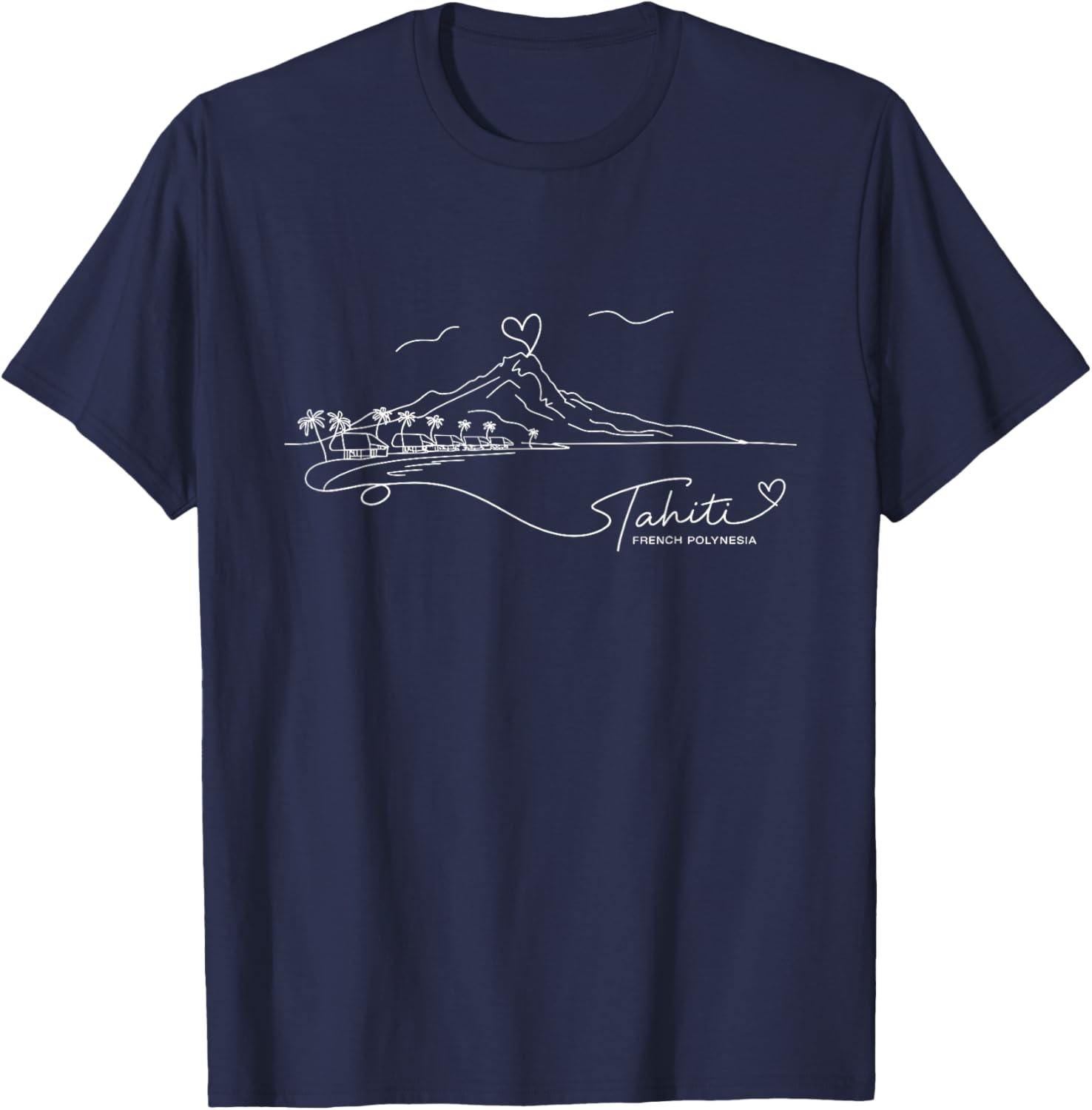 Tahiti French Polynesia Signature Heart Art Souvenir T-Shirt - T-Shirt | Navy