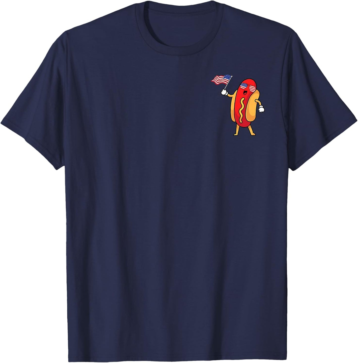 Hot Dog Pocket American Flag Freedom Patriotic 4th Of July Women Kids Men T-Shirt - T-Shirt | Navy