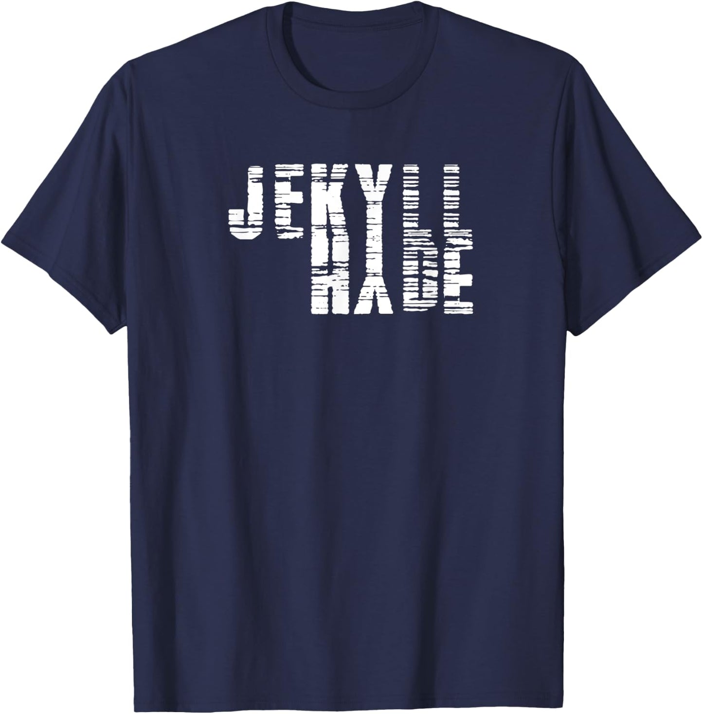 Dr. Jekyll Mr. Hyde Cool Graphic Text Design Halloween Shirt T-Shirt - T-Shirt | Navy