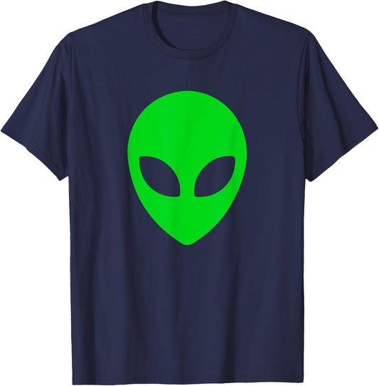 Alien Lover UFO Green Alien Head Cool Alien T-Shirt - T-Shirt | Navy