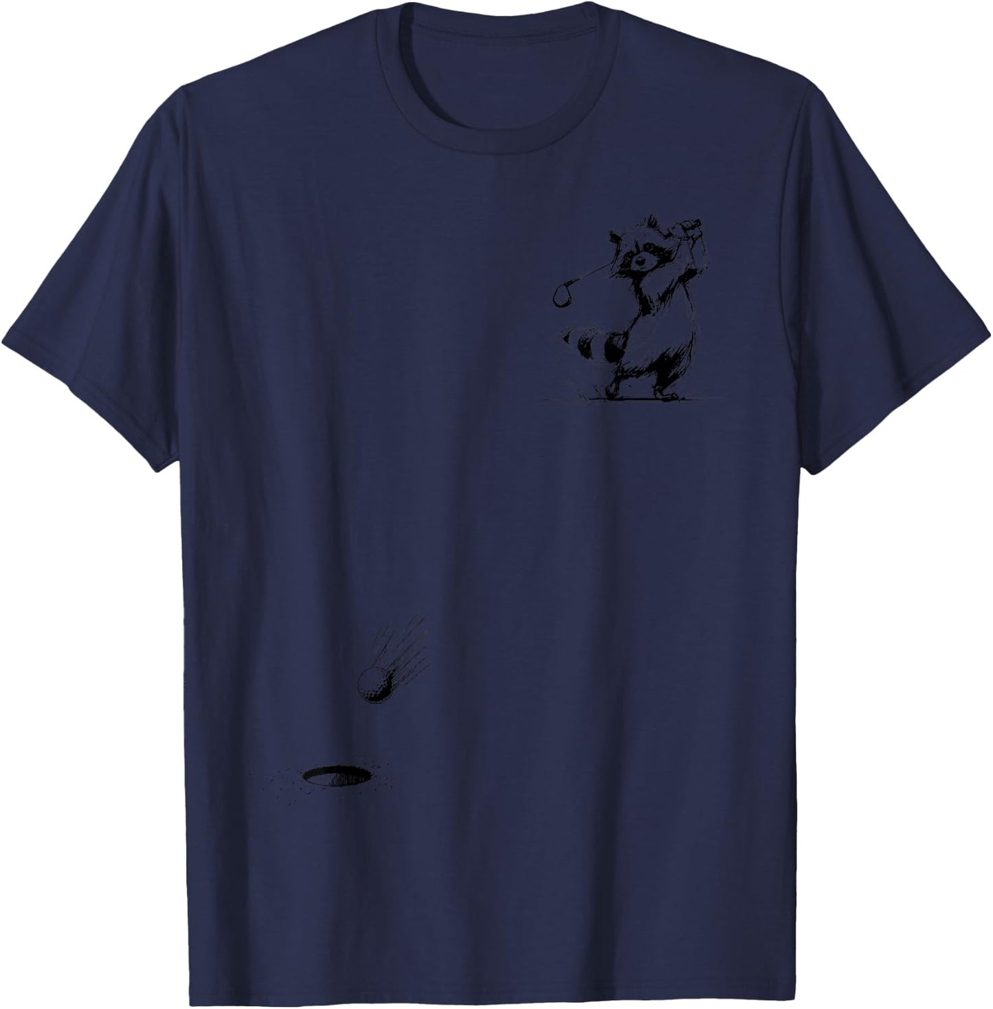 Retro Cute Raccoon Playing Golf Golfer Golf Lovers T-Shirt - T-Shirt | Navy