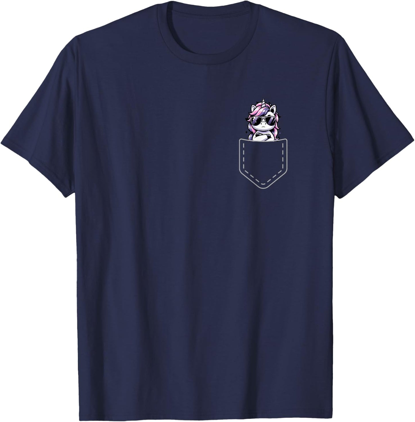 Kawaii Anime Pocket Unicorn Kids T-Shirt - T-Shirt | Navy