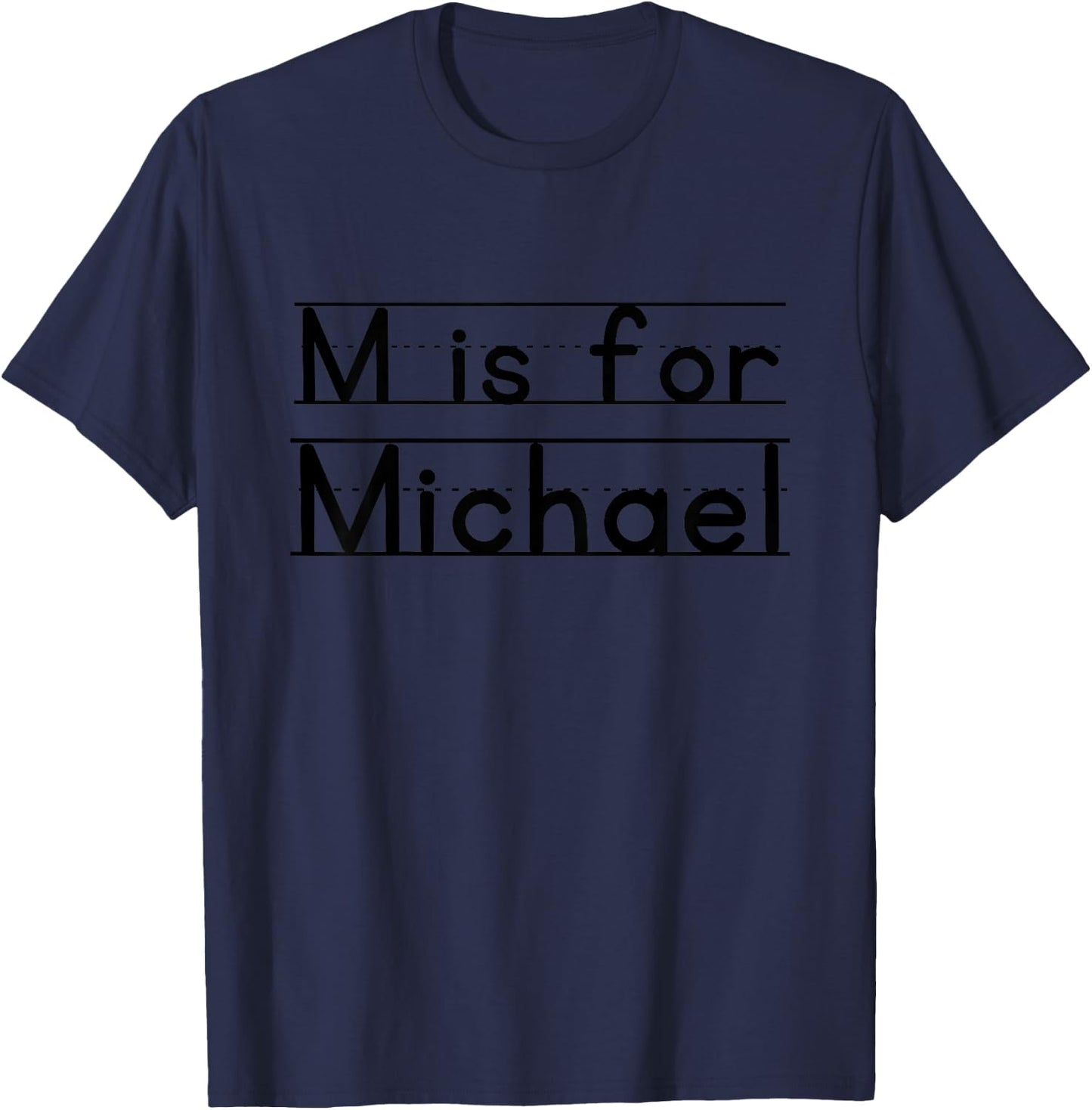 Kids Funny School Kid Name M is For Michael Birthday Idea Boys T-Shirt - T-Shirt | Navy