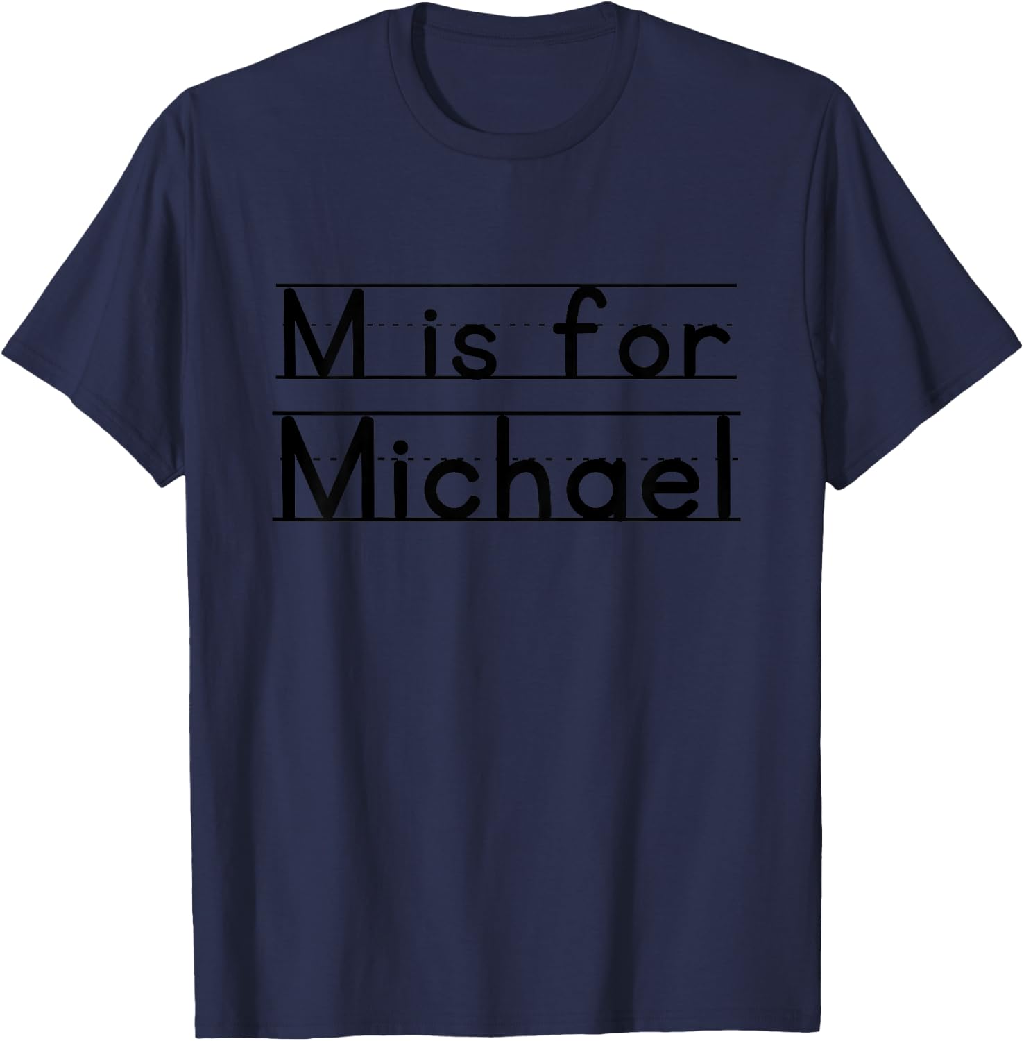 Kids Funny School Kid Name M is For Michael Birthday Idea Boys T-Shirt - T-Shirt | Navy