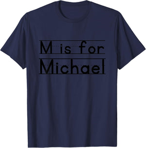 Kids Funny School Kid Name M is For Michael Birthday Idea Boys T-Shirt - T-Shirt | Navy