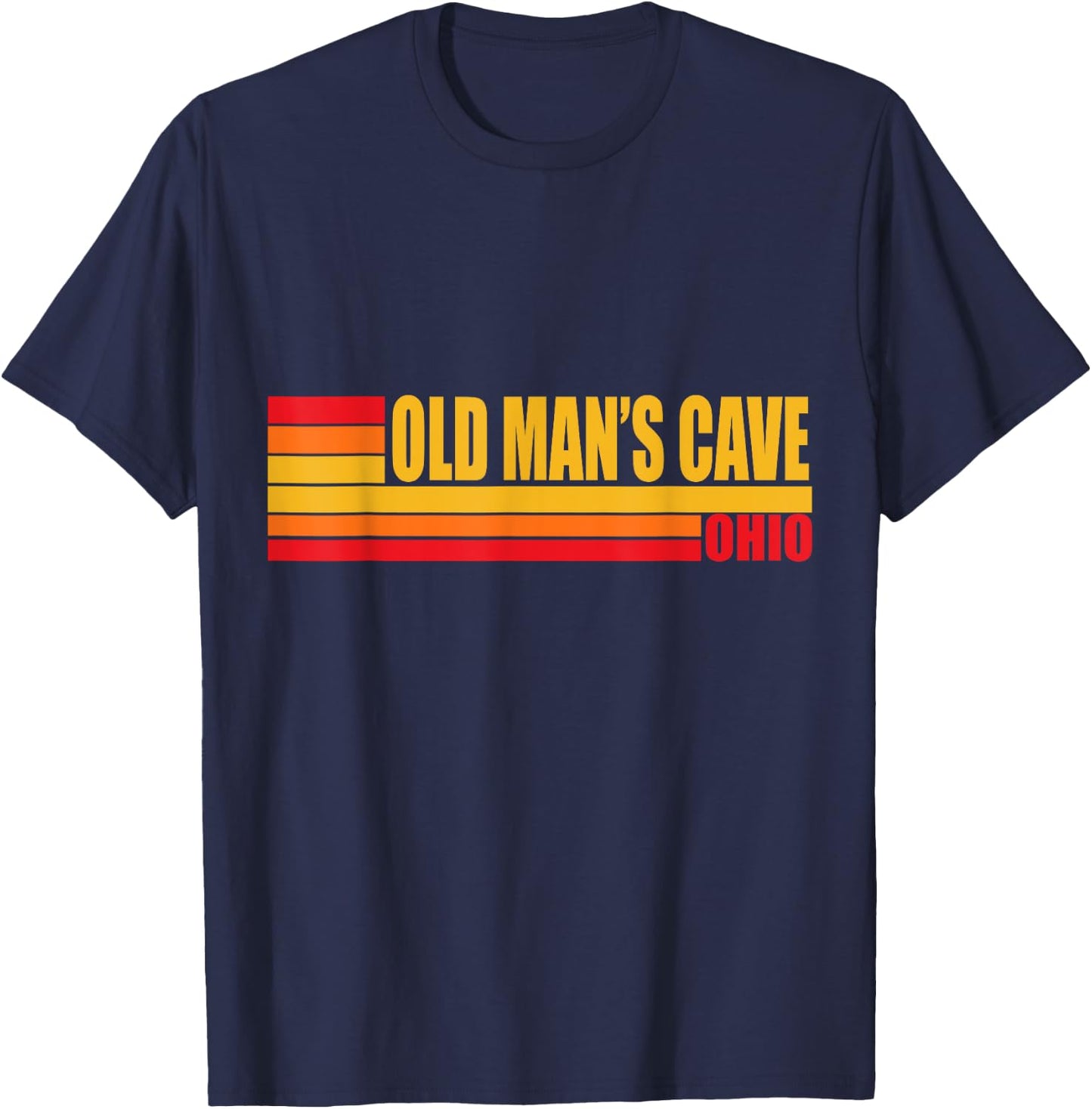 Red Retro Vintage Old Man's Cave Ohio OH City Town Area T-Shirt - T-Shirt | Navy
