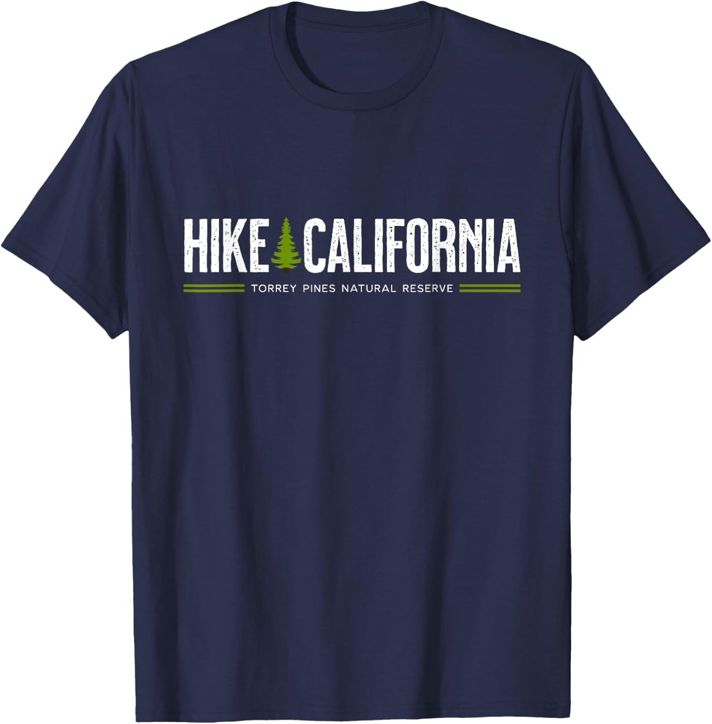 California CA Hike Torrey Pines Tree Retro Graphic T-Shirt - T-Shirt | Navy