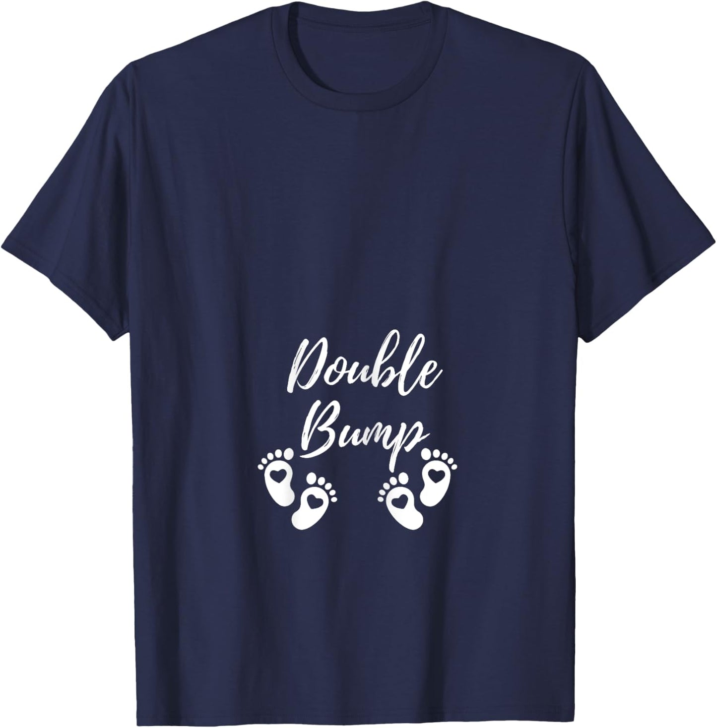 Maternity Top Double Bump Twin Pregnancy Announcement T-Shirt - T-Shirt | Navy