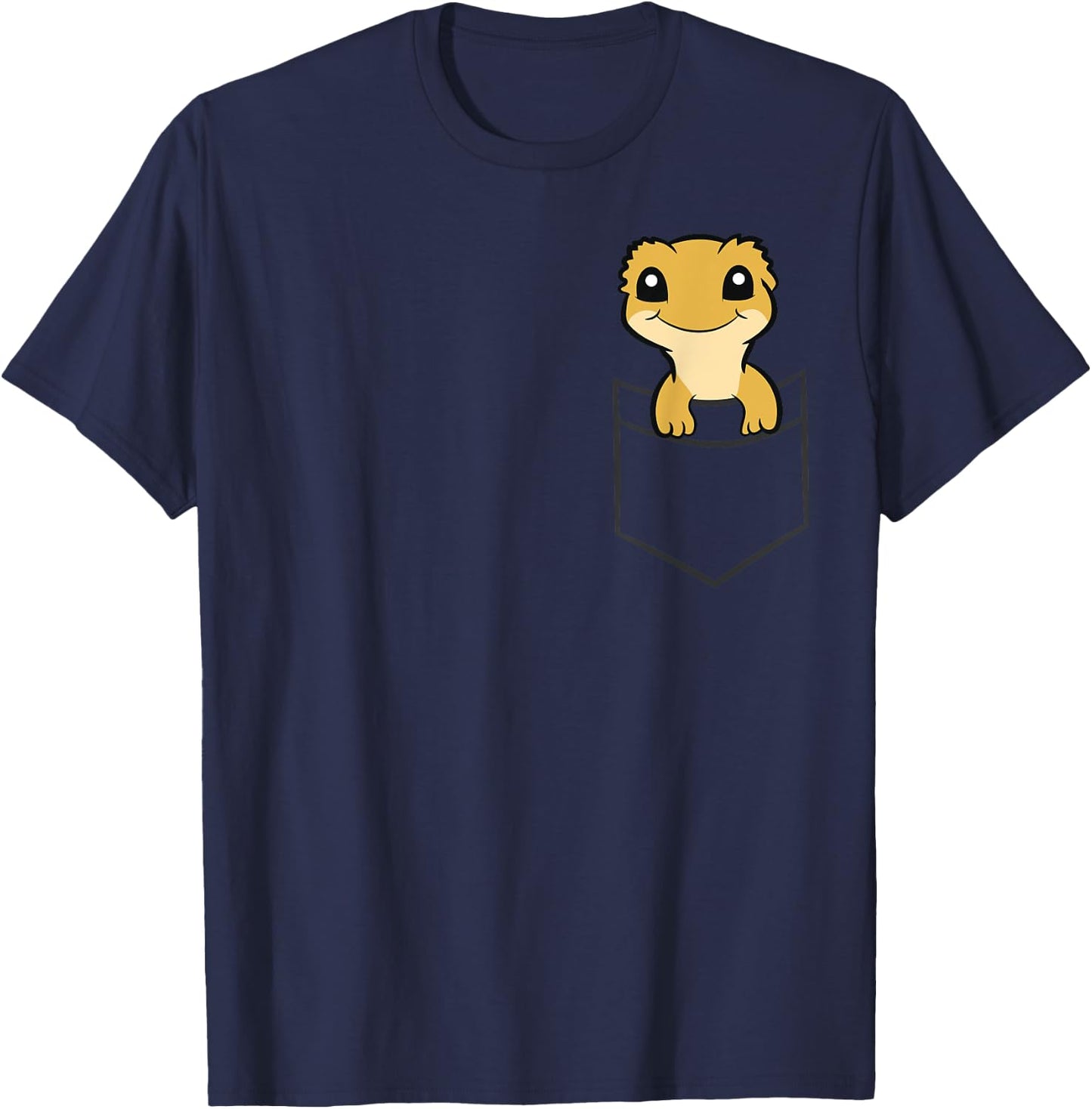 Crested Gecko In a Pocket Funny Pocket Crested Gecko T-Shirt - T-Shirt | Navy