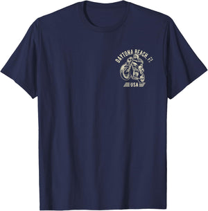 Daytona Beach FL USA Motorcycle Skull Rider Vintage Design T-Shirt - T-Shirt | Navy