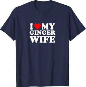 I Love Heart My Ginger Wife Cute Funny Simple T-Shirt - T-Shirt | Navy