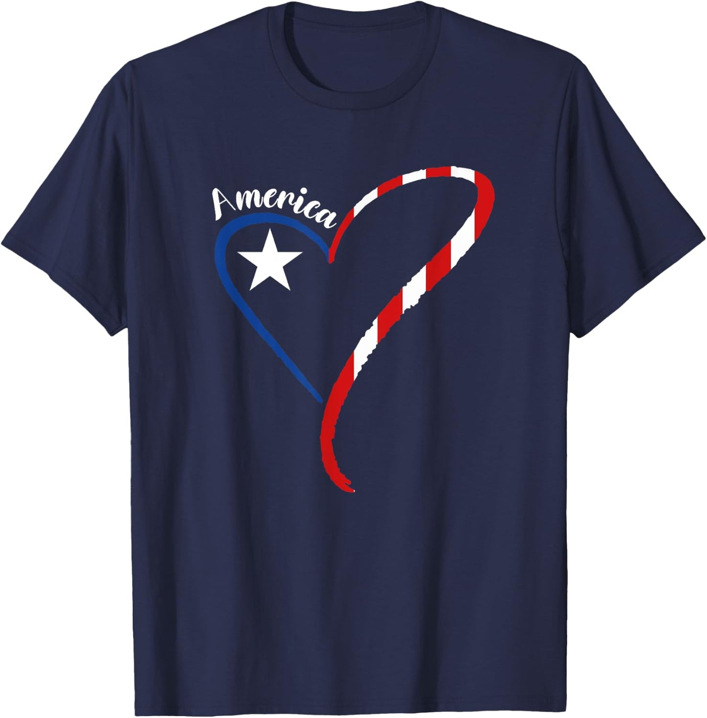 America Heart American Flag 4th of July USA Patriotic Men T-Shirt - T-Shirt | Navy