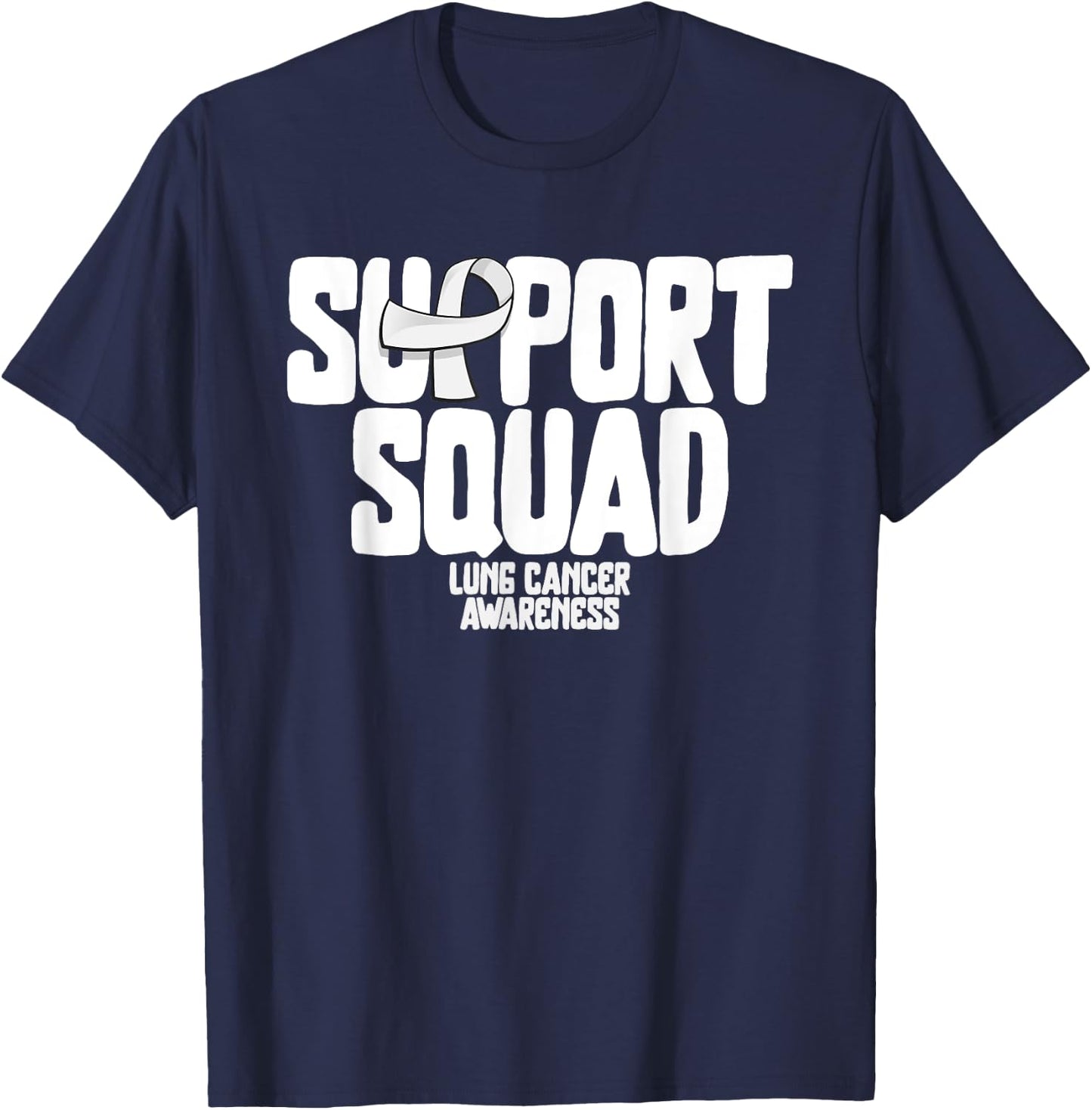 Lung Cancer Shirts Support Squad Lung Cancer Awareness T-Shirt - T-Shirt | Navy